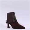 Hispanitas Paris Turn Up Heel Ankle Boot - Brown Suede